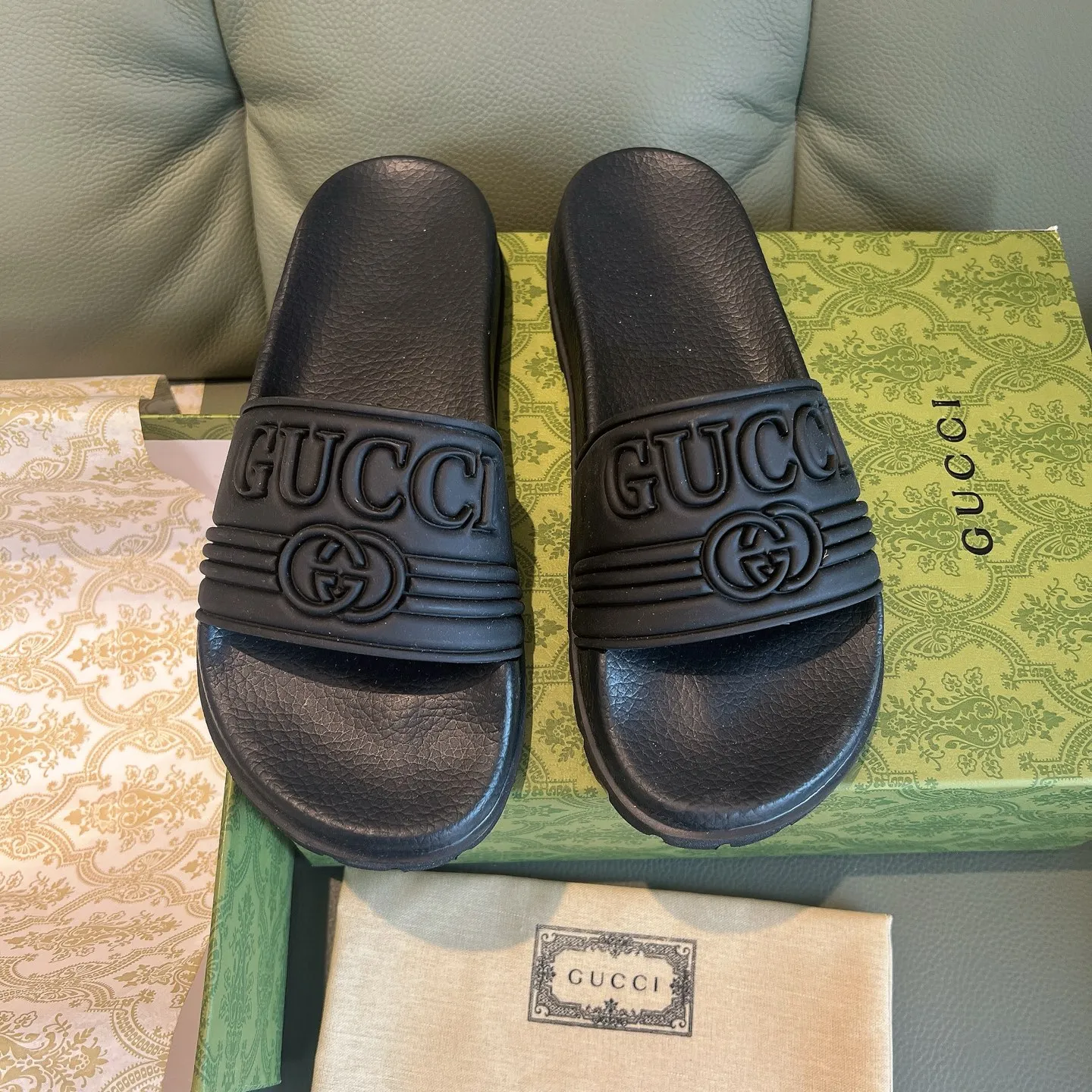 Men's Men's Shoes 130🐮🐮Gucci Gucci Slippers Gucci 2024 latest beach sandals slippers Original molding double G LOGO Original molding consistent Outsole: Men's Men's Shoes u double-layer outsole Size: 35-46